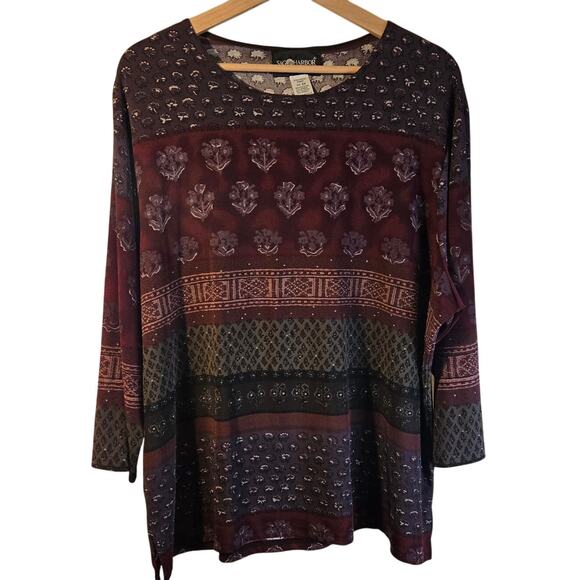 Sag Harbor Boho Print Tunic Top, Size 2X – Effortless Casual Style [0381] - Picture 1 of 7